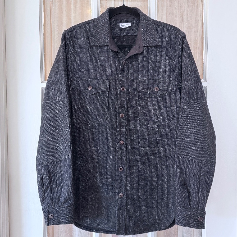 Mens STEVEN ALAN Shirt Jacket - Charcoal Wool Blend, Medium